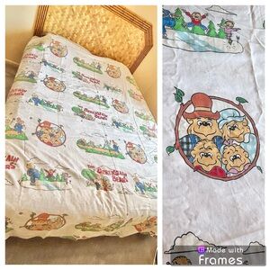 ❤️RARE❤️Vintage Berenstain Bears Twin Bed Flat Sheet Fabric Quilt DIY